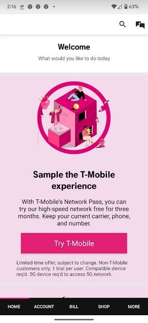 You can legitimately get 3 months of free unlimited T-Mobile service through Network Pass on the carrier&#039;s app. | Image credit-PhoneArena - Potential T-Mobile customer seeking to &quot;test drive&quot; the service for free is lied to by a company rep