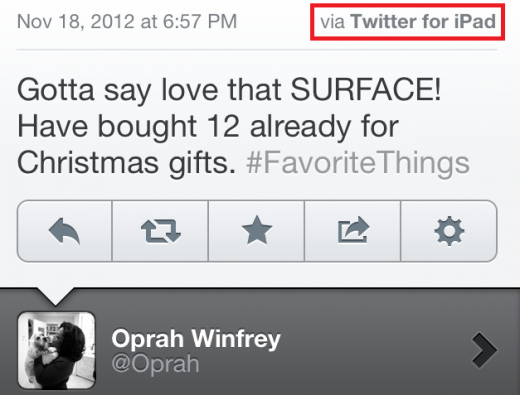 Oprah endorses Microsoft&#039;s Surface with a tweet sent from... an iPad