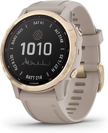 Garmin Fenix 6S Pro Solar, Light Gold with Tan Band: $300 off at Amazon