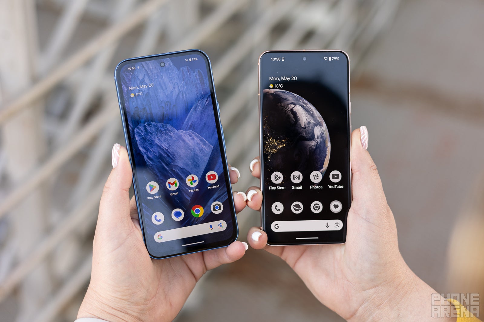 Both phones are retina scorchers with extremely bright screens (Image by PhoneArena) - Google Pixel 8a vs Pixel 8: So, why does the Pixel 8 cost $200 more?