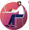 Illustration of man typing on his laptop