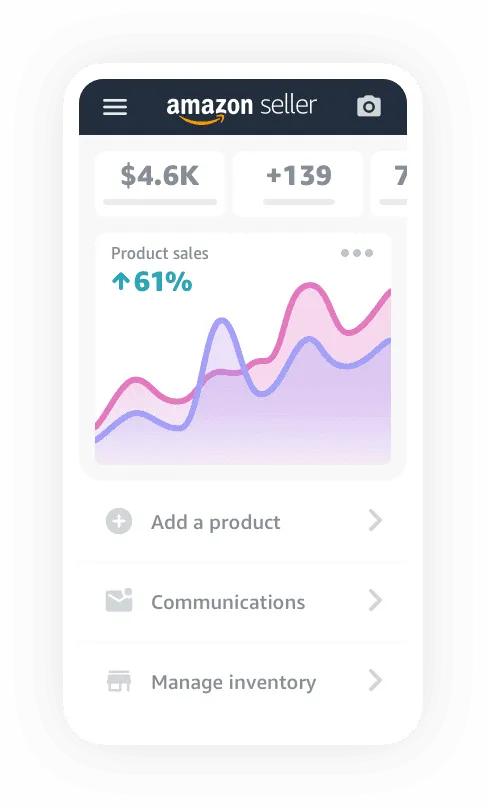 illustration of the Amazon Seller app on a mobile device