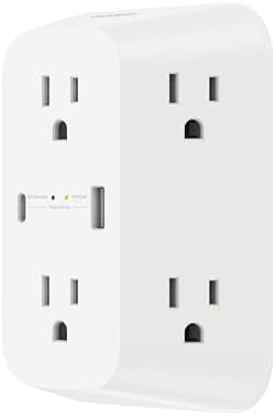 Belkin 6-Outlet Surge Protector Power Strip, UL-listed, Wall-Mountable w/ 6 AC Outlets, Overvoltage Protection, LED Indicator - USB-C & USB-A Ports w/ USB-C PD Fast Charge - 1,680 Joules of Protection