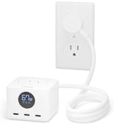 Plugable 67W USB C Power Strip, USBC Charging Station Extension Cord with Multiple Outlets, Flat ...