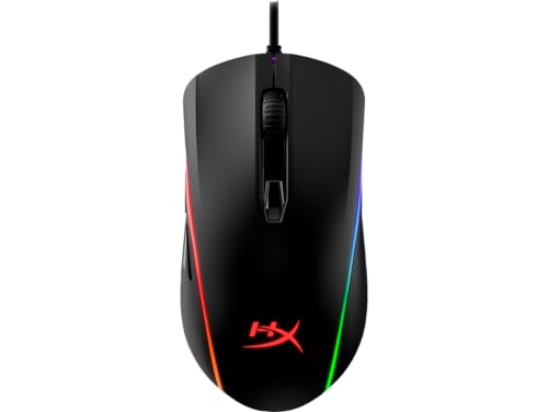 HyperX Pulsefire Surge - Ratón gaming con cable, RGB personalizable, sensor Pixart 3389 16000ppp nativos, 6 botones programables, color Negro