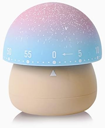 NUOSWEK Mechanical Kitchen Timer, Cute Mushroom Timer for Kids, Wind Up 60 Minutes Manual Countdown Timer for Classroom, Home, Study and Cooking (Beige Base)