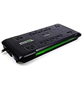 Plugable Surge Protector Power Strip with USB and 12 AC Outlets, Built-in 10.5W 2-Port USB Charge...