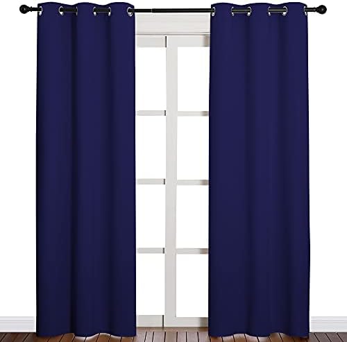 NICETOWN Window Treatment Energy Saving Thermal Insulated Solid Grommet Blackout Curtains/Drapes for Living Room (Royal Blue, 1 Pair, 42 by 84-Inch)