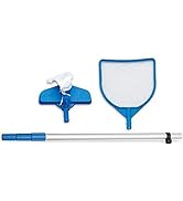 Lark Vacuum and Skimmer Rake Above Ground Swimming Pool Maintenance Cleaning Kit with Bag and 6 f...