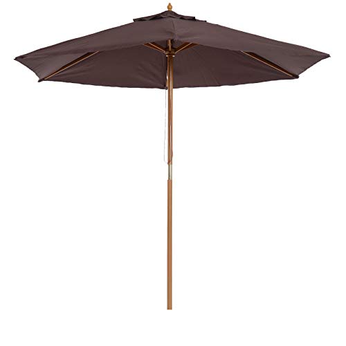 Outsunny Sombrilla Parasol de Patio Altura 2,3m Terraza Jardin Diametro 2,5m Color Cafe