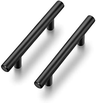 Ravinte 12 Pack | 5 Inch Cabinet Pulls Matte Black Stainless Steel Kitchen Drawer Pulls Cabinet Handles 5InchLength, 3Inch Hole Center