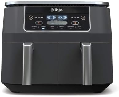 Ninja DZ201 Foodi 8 Quart 6-in-1 DualZone 2-Basket Air Fryer with 2 Independent Frying Baskets, Match Cook & Smart Finish to Roast, Broil, Dehydrate & More for Quick, Easy Meals, Grey