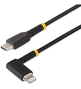 StarTech.com 6ft (2m) Durable USB-C to Lightning Cable - Right-Angled Heavy Duty USB Type-C to Li...