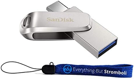 SanDisk Ultra Dual Drive Luxe USB 3.1 Type-C 128GB Flash Drive for Acer Convertible 2-in-1 Laptops Aspire 1, Chromebook Spin 713 (SDDDC4-128G-G46) Gen1 Bundle with (1) Everything But Stromboli Lanyard