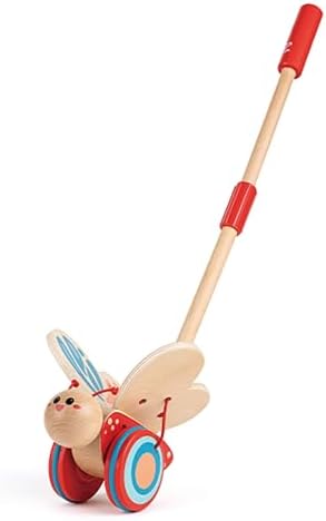 Award Winning Hape Butterfly Wooden Push and Pull Walking Toy, L: 6.3, W: 5.8, H: 22.2 inch , Red