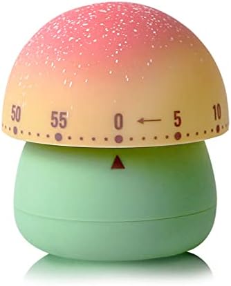 NUOSWEK Mechanical Kitchen Timer, Cute Mushroom Timer for Kids, Wind Up 60 Minutes Manual Countdown Timer for Classroom, Home, Study and Cooking (Green Base)