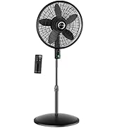 Lasko Oscillating 18-inch EcoQuiet DC Motor 12-Speed Pedestal Fan with Remote Control, Black, S18708