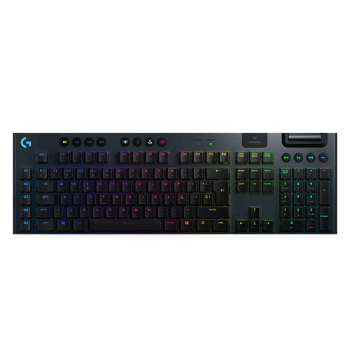 Logitech G915 LIGHTSPEED Teclado Gaming Mecánico Inalámbrico con teclas GL-Táctil de bajo perfil, Diseño ultra delgado, 30 horas de duración de la batería, Disposición QWERTY ES - Negro