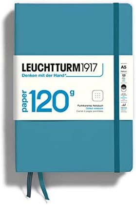 LEUCHTTURM1917-120G Special Edition - Medium A5 Dotted Hardcover Notebook (Nordic Blue) - 203 Numbered Pages with 120gsm Paper