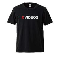 WARO-Tee XVIDEOS 「5.6oz ヘビーウェイト」Ｔシャツ おもしろパロディ (黒) (S)