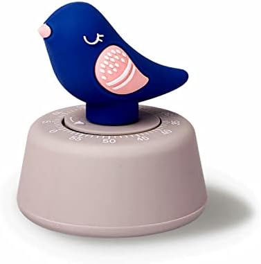 NUOSWEK Cute Bird Timer for Kids, Mechanical Kitchen Timer, Wind Up 60 Minutes Manual Countdown Timer for Classroom, Home, Study and Cooking (Blue Bird)