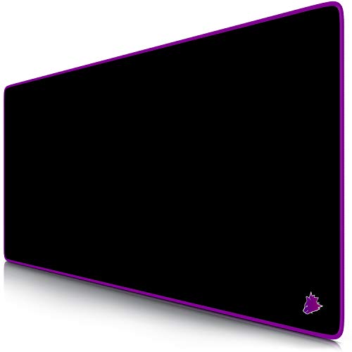 Titanwolf – Alfombrilla gaming XXL para ratón 900 x 400 – Mouse pad - Precisión y velocidad - Parte inferior de goma para una sujeción estable - Antideslizante, resistente al agua – Motivo Icon Purple