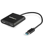 StarTech.com USB 3.0 to Dual HDMI Adapter - 1x 4K 30Hz & 1x 1080p - External Video & Graphics Car...