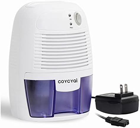 COYCYQI Small Dehumidifier,12V3A adapter，1200 Cubic Feet (215 sq ft) Portable Mini Dehumidifier Quiet Use for High Humidity in Home, Bathroom, Bedroom, Office, Basements, Wardrobe Closet,RV