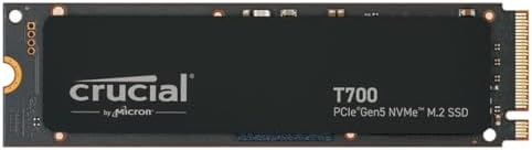 Crucial T700 2TB Gen5 NVMe M.2 SSD - Up to 12,400 MB/s - DirectStorage Enabled - CT2000T700SSD3 - Gaming, Photography, Video Editing & Design - Internal Solid State Drive