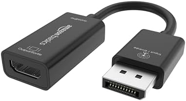 Amazon Basics DisplayPort (4k@60Hz) to HDMI Female Converter (Not Compatible with a USB Port), Black, 9.25 x 0.87 x 0.47 in