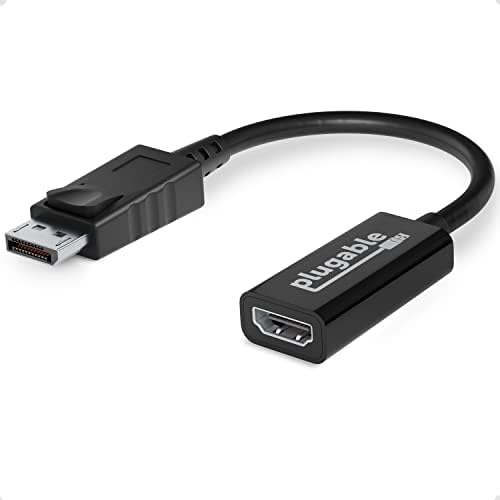 Plugable Active DisplayPort to HDMI Adapter, Uni-Directional, Driverless, Adapts Any Full-Sized DP Port to Enable Connecting a HDMI Cable and Display up to 4K 3840x2160 @60Hz