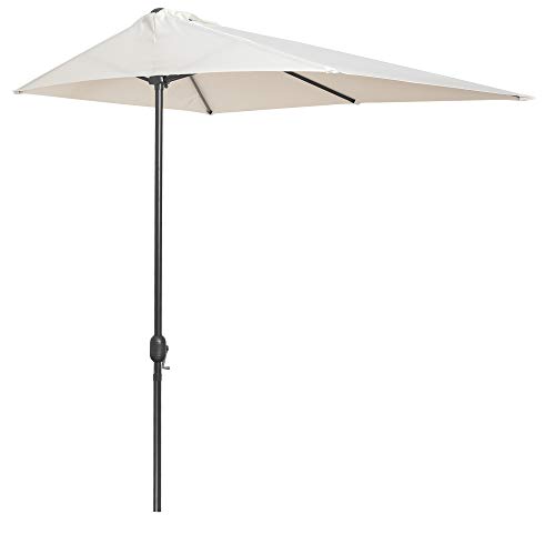 Outsunny Sombrilla Semicircular 230x130x245 cm Parasol para Pared de Jardín con Manivela y Mástil de Metal de Ø38 mm Terraza Balcón Crema