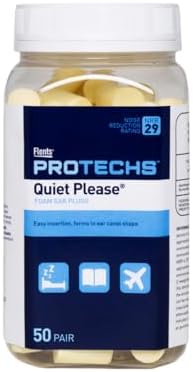 Flents Foam Ear Plugs, 50 Pair for Sleeping, Snoring, Loud Noise, Traveling, Concerts, Construction, & Studying, Contour to Ears, NRR 29, Beige