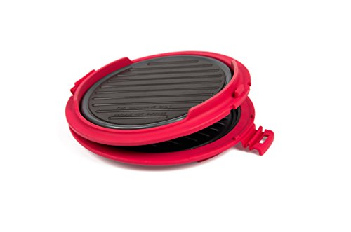 B.Bad 70120 - Grill para microondas redondo, color negro y rojo