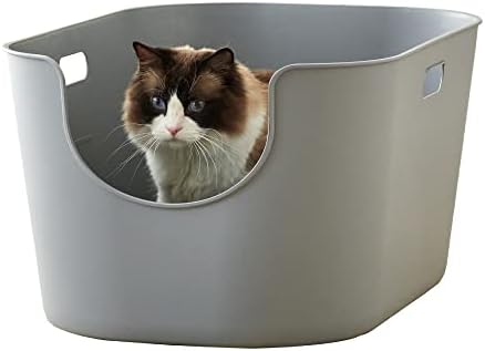 【OFT】 TALL WALL BOX XL ライトグレー 本体 猫用トイレ 本体 大きい猫 大きいトイレ ゆったり広々サイズ 飛び散り防止ハイタイプ サイズ(約)：幅49×奥68×高33cm【入り口までの高さ】17cm
