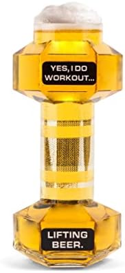 BigMouth Inc Dumbbell Beer Glass, Novelty Drinking Glass, Perfect for Beer Lovers, Funny Gag Gift for Gym Enthusiasts, 24 Oz