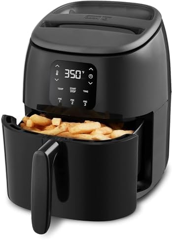 DASH Tasti-Crisp™ Electric Air Fryer Oven, 2.6 Qt., Black – Compact Air Fryer for Healthier Food in Minutes, Ideal for Small Spaces - Auto Shut Off, Digital, 1000-Watt