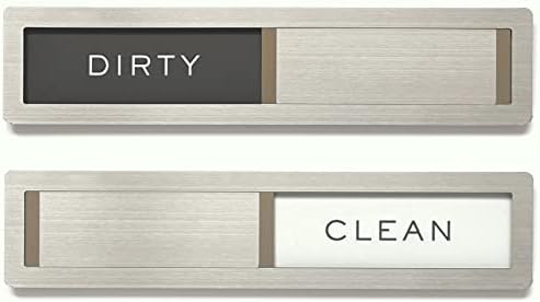 Dishwasher Magnet Clean Dirty Sign, Kubik Letters Premium Stainless Steel Grade 304, Kitchen Organizers and Storage Decor, Extra Adhesive Tapes Included.