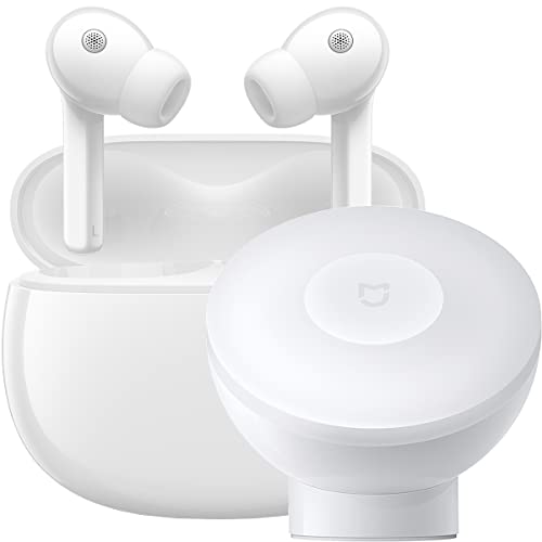 Xiaomi Buds 3 + Motion Light Night – Auriculares con cancelación activa de ruido de hasta 40 dB (3 modos de cancelación de ruido, Modo transparencia, IP55, hasta 32 horas de batería) color blanco