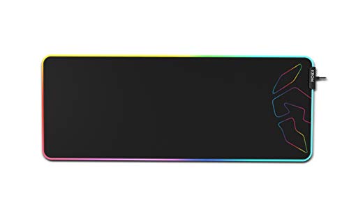 Krom Knout XL RGB -NXKROMKNTXLRGB- Alfombrilla Gaming XL, tres efectos RGB, base de goma antideslizante, tamaño 900x350x3 mm, Color Negro