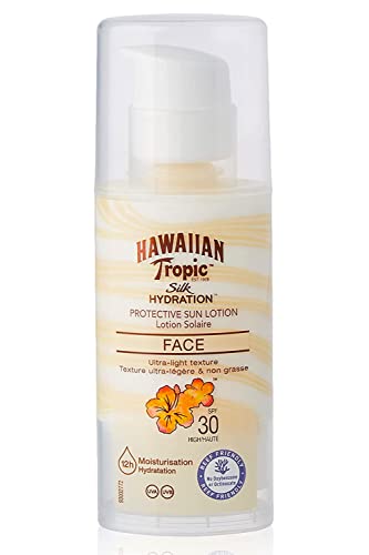 HAWAIIAN Tropic Silk Hydration Air Soft Face Spf 30 - Loción Solar Protectora para el Rostro, Crema Hidratante Facial con Protección, Blanco, Fresh, 50 Mililitros