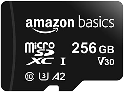 Amazon Basics - MicroSDXC, 256 GB, with SD Adapter, A2, U3, read speed up to 100 MB/s, Black