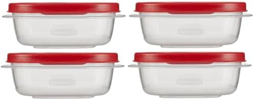 Utensilux Rubbermaid Food Storage Containers, 1.25 Cup Food Storage Containers, 9 Peice Set, Easy Find Lids, 4 Containers, 4 Lids Chalk Pen And Chalk Labels