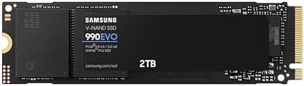 SAMSUNG 990 EVO SSD 2TB, PCIe Gen 4x4, Gen 5x2 M.2 2280 NVMe Internal Solid State Drive, Speeds Up to 5,000MB/s, Upgrade Storage for PC Computer, Laptop, MZ-V9E2T0B/AM, Black