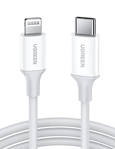 UGREEN Cable USB Tipo C a Lightning Cable iPhone 12 (Apple MFi Certificado) para iPhone 11 iPhone SE 2020, iPhone X, iPhone XS, iPhone XR, iPhone 8, iPad Pro 10.5, iPad Pro 12.9, iPad Air(1M Blanco)