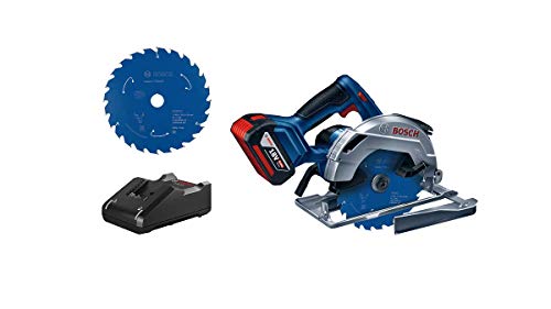 Bosch Professional 18V System sierra circular a batería GKS 18V-57 (incl. 1 batería 5,0 Ah GBA18V, cargador rápido GAL 18V-40, 1 disco de sierra circular, en caja) - Amazon Exclusive Set