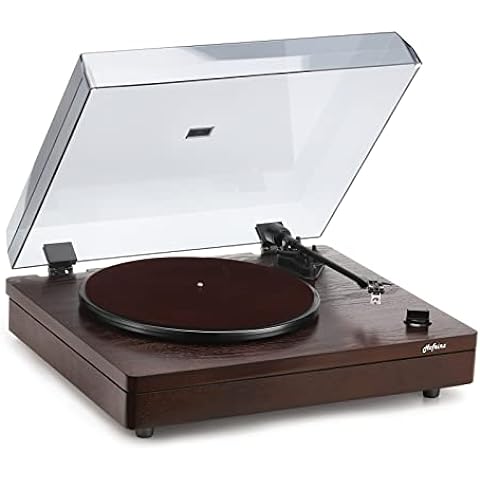 Hofeinz Vinyl Record Player with Magnetic Cartridge, Turntable with Built-in Speakers, 2-Speed LP Player (33, 45RPM), Bluetooth Playback and Aux-in Functionality