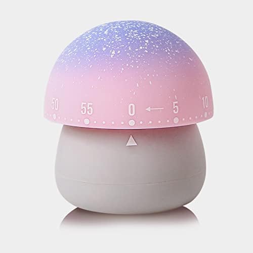 NUOSWEK Mechanical Kitchen Timer, Cute Mushroom Timer for Kids, Wind Up 60 Minutes Manual Countdown Timer for Classroom, Home, Study and Cooking (Grey Base)
