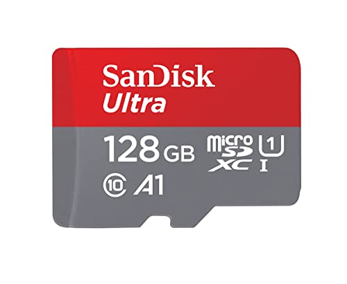 SanDisk 128GB Ultra Tarjeta de Memoria microSDXC con Adaptador SD, hasta 140 MB/s, Rendimiento de apps A1, UHS-I Clase 10, U1