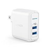 Anker PowerPort 2 Elite (USB 急速充電器 24W 2ポート) 【PSE技術基準適合/PowerIQ搭載/折りたたみ式プラグ搭載/旅行に最適】 iPhone/iPad/Galaxy S22、その他Android各種対応 (ホワイト)